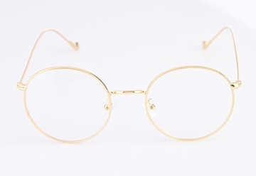 Lukis Brille Nerdbrille Retro Rund Unisex Metallgestell Brillenfassung Dekobrillen 140x50mm Gold - 2