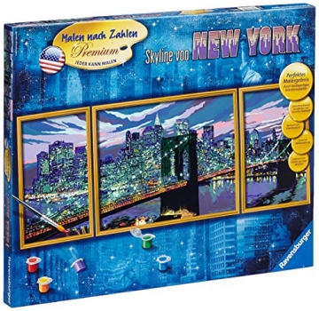 Ravensburger 28951 - Skyline von New York - Malen nach Zahlen Premium Triptychon, 100 x 40 cm -